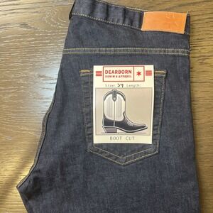 Dearborn Denim Men's 34x32 Western Bootcut Jeans USA Dark Blue Denim NWT